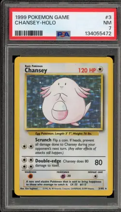Pokemon Chansey Base Set Unlimited Holo Rare #3 PSA 7 - Image 1