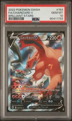 Pokemon Charizard V Brilliant Stars Full Alt Art #154 PSA 10 Gem Mint - Image 1