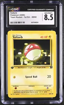 CGC NM-MT+ 8.5 Pokemon Voltorb 69/82 2000 Team Rocket 1st Edition - Image 1