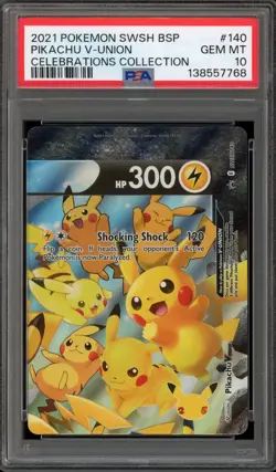Pokemon Pikachu V-Union Celebrations Coll. Full Art Promo SWSH140 PSA 10 - Image 1