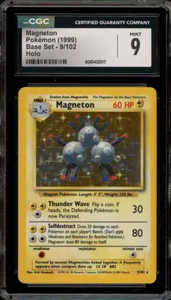 Pokemon Magneton Base Set Unlimited Holo Rare #9 CGC 9 Mint - Image 1