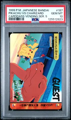 PSA 10 2025 CERT PIKACHU VS CHARIZARD 1999 POKEMON JPN BANDAI CARDDASS #187 - Image 1