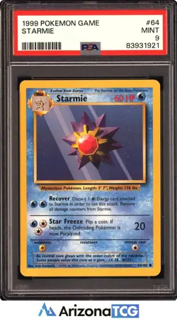 Pokemon 1999 Starmie 64/102 Base Set PSA 9 - Image 1