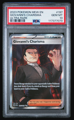 2023 POKEMON MEW EN-151 ULTRA RARE #197 GIOVANNI'S CHARISMA PSA 10 - Image 1