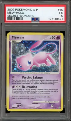 Pokemon Mew Secret Wonders Holo Rare #15 PSA 5 - Image 1