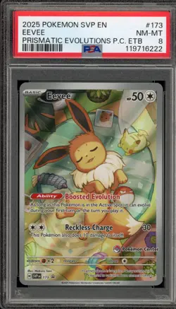 Pokemon Center Stamp Promo Eevee Prismatic Evolutions ETB SVP EN 173 PSA 8 - Image 1