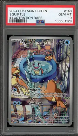 Pokemon Squirtle Stellar Crown Illustration Rare #148 PSA 10 Gem Mint - Image 1
