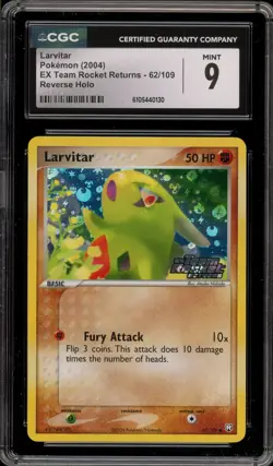 Pokemon Larvitar EX Team Rocket Returns Reverse Holo #62 CGC 9 Mint - Image 1