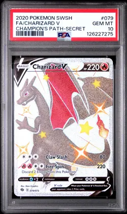 2020 Pokemon Champion's Path Charizard V Full Art #079 GEM MT PSA 10- Secret - Image 1
