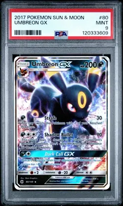 2017 Pokemon Sun & Moon Umbreon GX #80/149 PSA 9 Mint - Image 1
