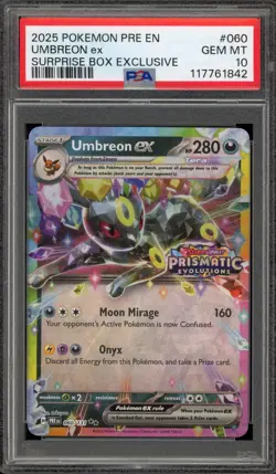 Pokemon Umbreon ex Prismatic Evolution Surprise Bx. Exclusive Promo #060 PSA 10 - Image 1