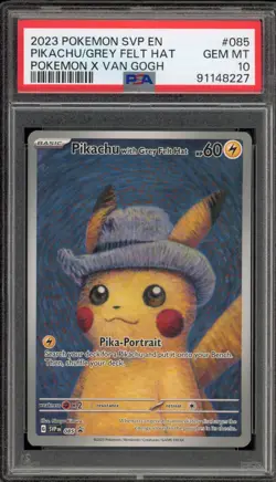 Pokemon Pikachu with Grey Felt Hat Van Gogh Full Art Promo SVP EN 085 PSA 10 - Image 1