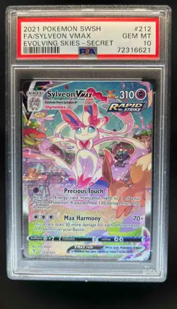 2021 Pokemon SWSH Evolving Skies Sylveon VMAX #212/203 PSA 10 - Image 1