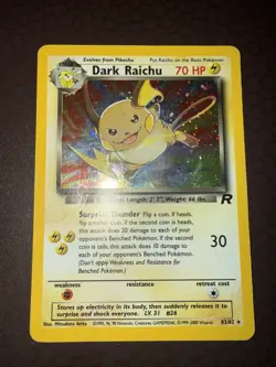 Pokemon! Dark Raichu- Team Rocket - Holo - 83/82- HP! - Image 2