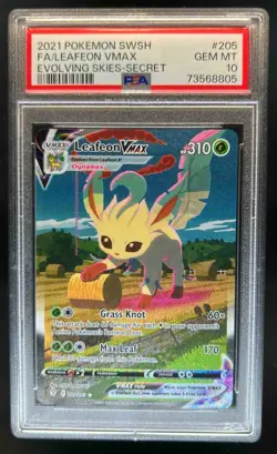 2021 Pokemon SWSH Evolving Skies Leafeon VMAX #205/203 PSA 10 - Image 1