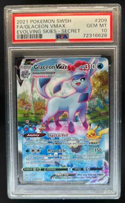 2021 Pokemon SWSH Evolving Skies Glaceon VMAX #209/203 PSA 10 - Image 1