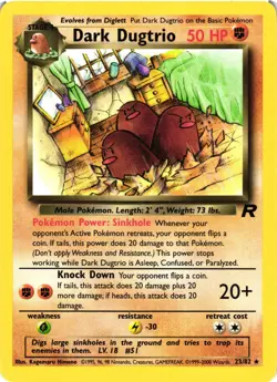 Pokemon TCG Dark Dugtrio 23/82 Non-Holo Rare WOTC Team Rocket Unlimited LP - Image 1