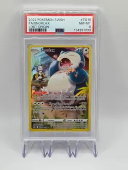 2022 POKEMON SWORD & SHIELD LOST ORIGIN #TG10 FULL ART/SNORLAX PSA 8 - Image 1