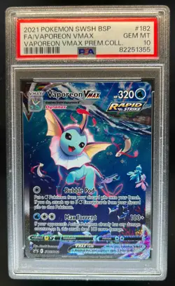 2019-2023 Pokemon SWSH Black Star Promos Vaporeon VMAX #SWSH182 PSA 10 - Image 1