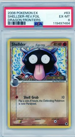2006 Pokemon EX Dragon Frontiers Shellder Reverse Holo #63 PSA 6 - Image 1