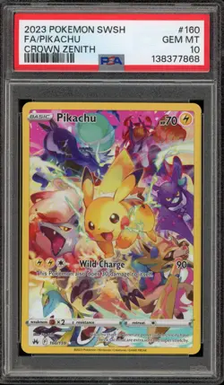 Pokemon Pikachu Crown Zenith Secret Rare Full Art #160 PSA 10 Gem Mint - Image 1