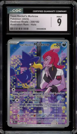 Pokemon Team Rocket's Murkrow Destined Rivals Illustration Rare #200 CGC 9 Mint - Image 1