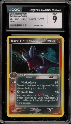 Pokemon Dark Houndoom EX Team Rocket Returns Holo Rare #5 CGC 9 Mint - Image 1