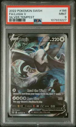 2022 Pokemon Silver Tempest Lugia V Full Art #186 MINT PSA 9 SWSH - Image 1