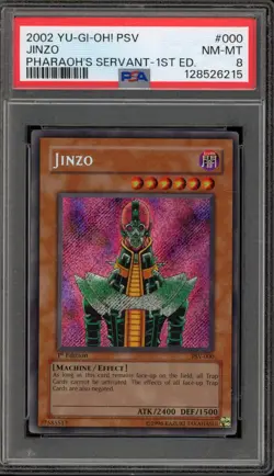 Yu-Gi-Oh! Jinzo Pharaoh's Servant 1st Edition Secret Rare PSV-000 PSA 8 - Image 1