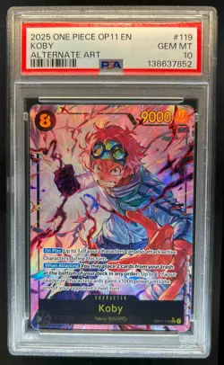 2025 One Piece A Fist of Divine Speed Koby Alt Art #OP11-119 PSA 10 - Image 1