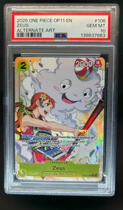 2025 One Piece A Fist of Divine Speed Zeus Alt Art #OP11-106 PSA 10 - Image 1