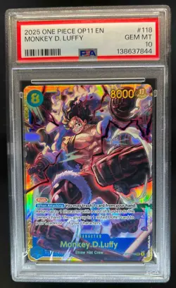 2025 One Piece A Fist of Divine Speed Monkey.D.Luffy #OP11-118 PSA 10 - Image 1