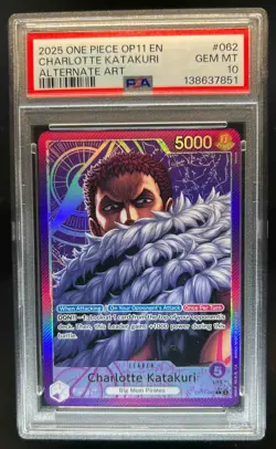 2025 One Piece A Fist of Divine Speed Charlotte Katakuri #OP11-062 PSA 10 - Image 1