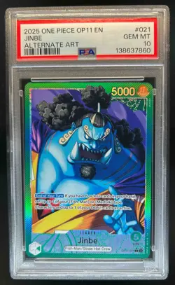 2025 One Piece A Fist of Divine Speed Jinbe #OP11-021 PSA 10 - Image 1