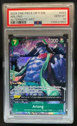 2025 One Piece A Fist of Divine Speed Arlong Alt Art #OP11-023 PSA 10 - Image 1