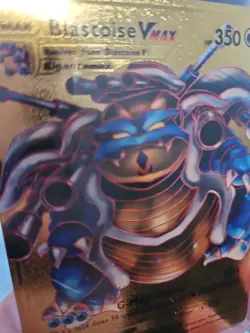 Pokemon Blastoise Vmax Gold Foil Fan Art Vinyl Textured Collector Card HP350 - Image 4