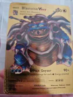 Pokemon Blastoise Vmax Gold Foil Fan Art Vinyl Textured Collector Card HP350 - Image 5