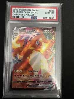 Pokemon TCG Charizard VMAX Darkness Ablaze Holo Ultra Rare Card PSA 10, 020/189 - Image 1