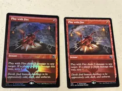 2 x mtg promo pack Play With Fire, 1 is foil, Midnight Hunt, unplayed - Image 1