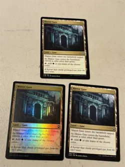 3 x mtg Manor Gate, 1 is foil, lands, Commander Legends Baldur's Gate, unplayed - Image 1