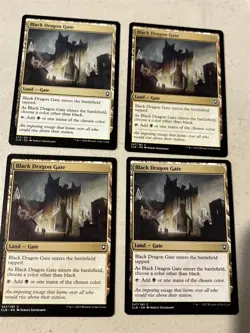 4 x mtg Black Dragon Gate, Commander Legends Baldur's Gate, slight play - Image 1