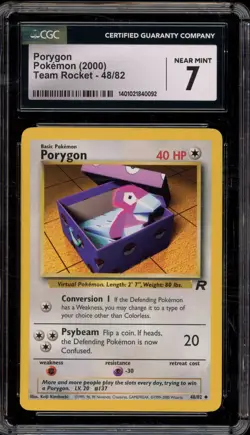 Pokemon Porygon Team Rocket Unlimited #48 CGC 7 - Image 1