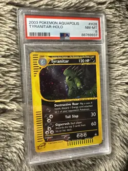 2003 POKEMON AQUAPOLIS #H28 TYRANITAR-HOLO PSA 8 - Image 1