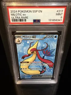 2024 Pokemon Surging Sparks MILOTIC EX #217 Ultra Rare PSA 9 Card GEM MINT - Image 1