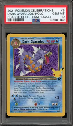 Pokemon Dark Gyarados Celebrations Classi Coll. Team Rocket Holo Rare #8 PSA 10 - Image 1