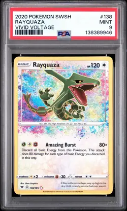 PSA 9 2020 POKEMON SWORD & SHIELD VIVID VOLTAGE #138 RAYQUAZA - Image 1