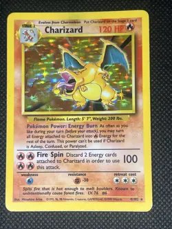 1999 Pokemon Game Base Set Charizard 4/102 Holo Foil MP Unlimited WOTC Rare - Image 1