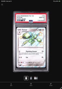 Pokemon TCG Scizor 191/091 Baby Shiny Paldean Fates Scarlet & Violet Card PSA 10 - Image 1