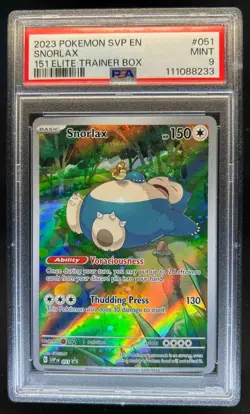 2023-25 Pokemon SV Black Star Promos - SVP EN Snorlax #051 PSA 9 - Image 1