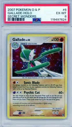 2007 Pokemon Diamond & Pearl Secret Wonders Gallade Holo #6 PSA 6 - Image 1